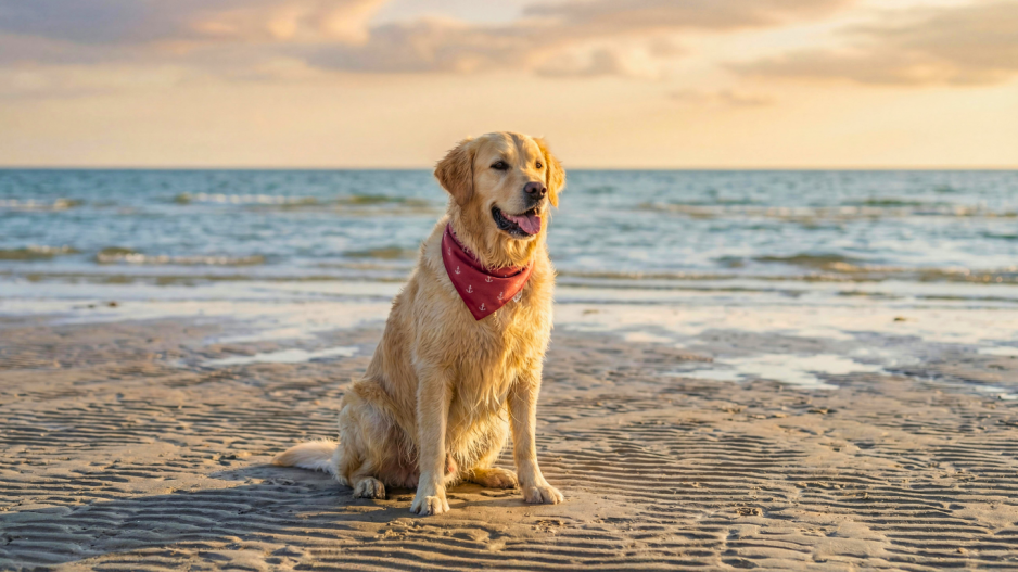 chien sur la plage